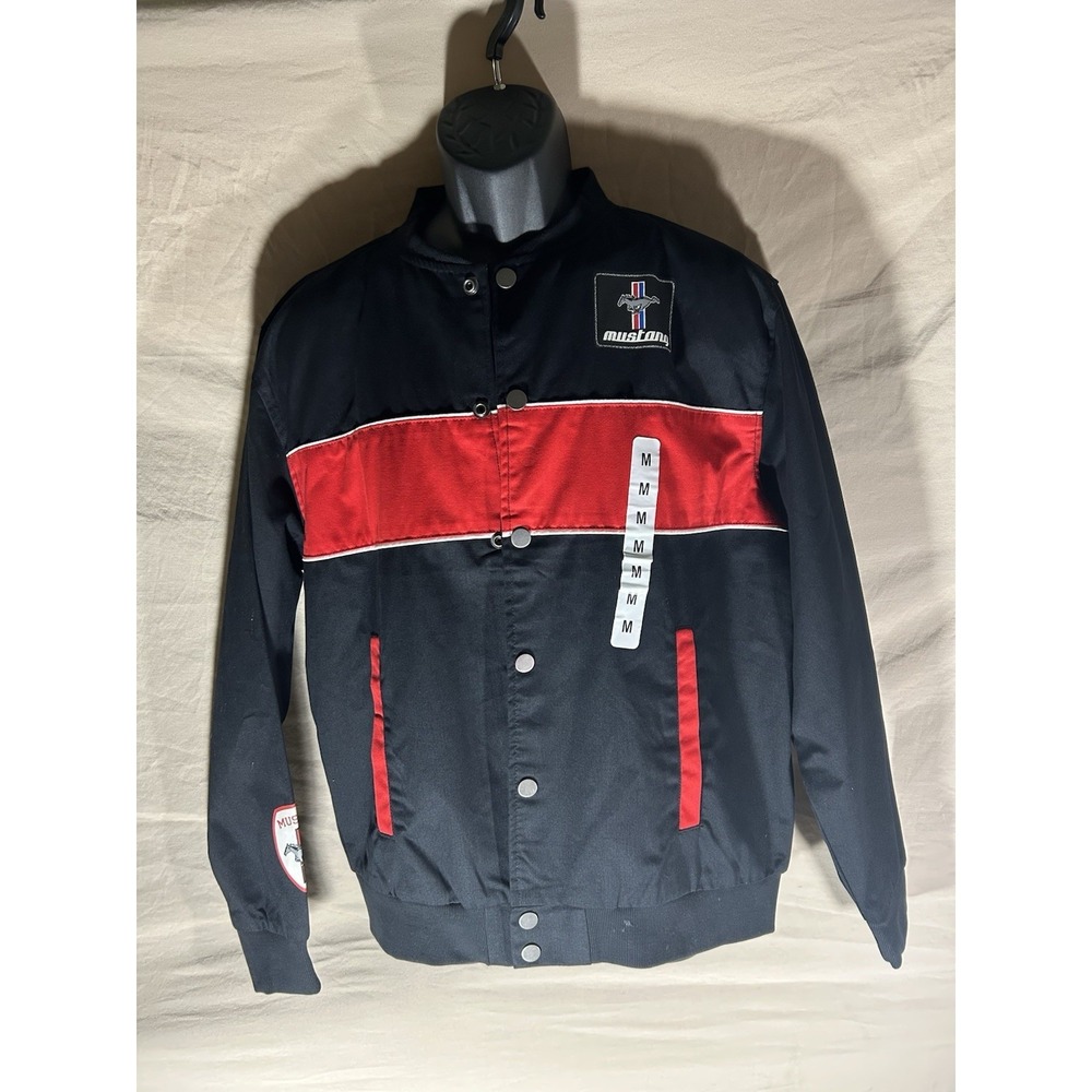 NWT Ford Official Licensed Mustang Racing Bomber Jacket Black Red Men's M